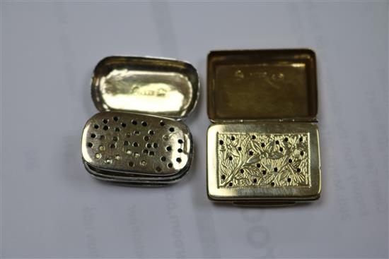 A George IV silver gilt vinaigrette and a George III silver vinaigrette.
